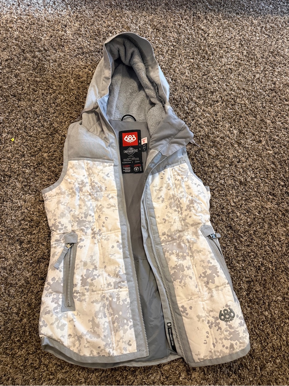 Gray  Camouflage Hooded Puffer Vest